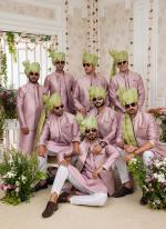 Art Banarasi Silk Onion Wedding Wear Pattern Work Readymade Indo Weartern Sherwani